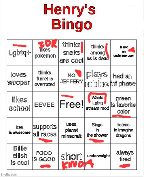 :) | image tagged in henry's bingo | made w/ Imgflip meme maker