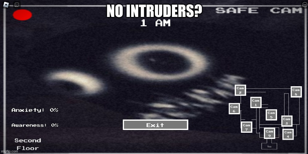 Clever title | NO INTRUDERS? | image tagged in roblox intruder cam | made w/ Imgflip meme maker