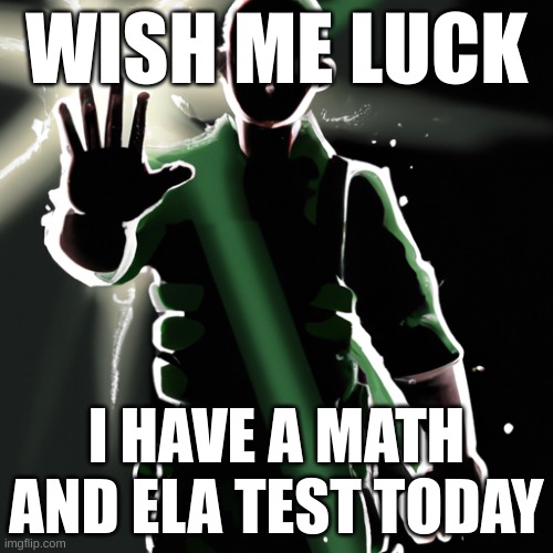 (good title) | WISH ME LUCK; I HAVE A MATH AND ELA TEST TODAY | image tagged in help me | made w/ Imgflip meme maker
