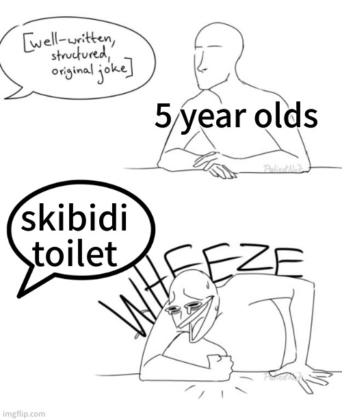 Wheeze | 5 year olds; skibidi toilet | image tagged in wheeze | made w/ Imgflip meme maker