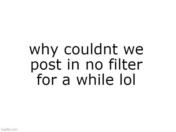 question | why couldnt we post in no filter for a while lol | made w/ Imgflip meme maker