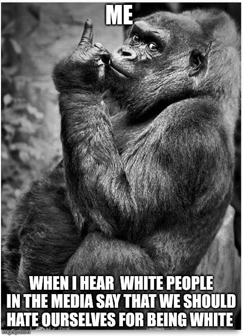 white people | ME; WHEN I HEAR  WHITE PEOPLE IN THE MEDIA SAY THAT WE SHOULD HATE OURSELVES FOR BEING WHITE | image tagged in white people | made w/ Imgflip meme maker