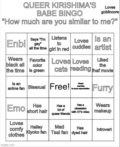 queer Kirishima s babe bingo Blank Meme Template