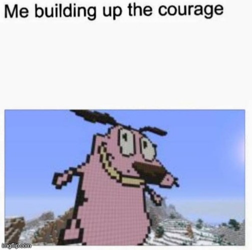 Building up the Cowardly Courage | image tagged in courage,courage the cowardly dog,reposts,repost,memes,meme | made w/ Imgflip meme maker