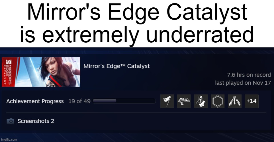 Mirror's Edge Catalyst is extremely underrated | made w/ Imgflip meme maker
