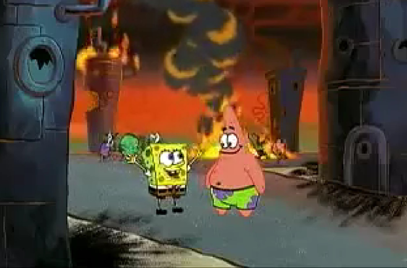 High Quality Spongebob & Patrick burn it all Blank Meme Template