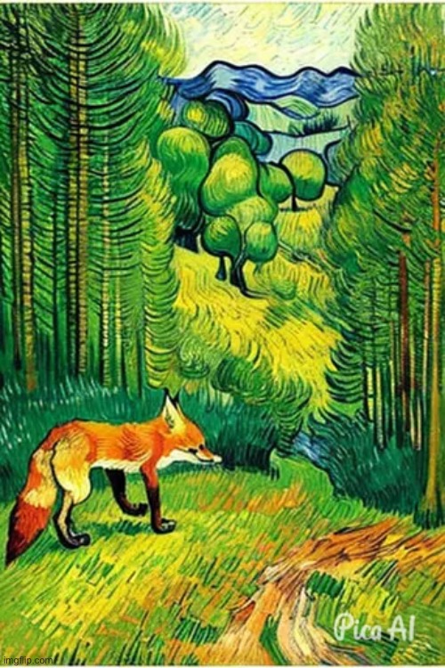 Fox in a forest! Made with ai :3 | image tagged in fox | made w/ Imgflip meme maker