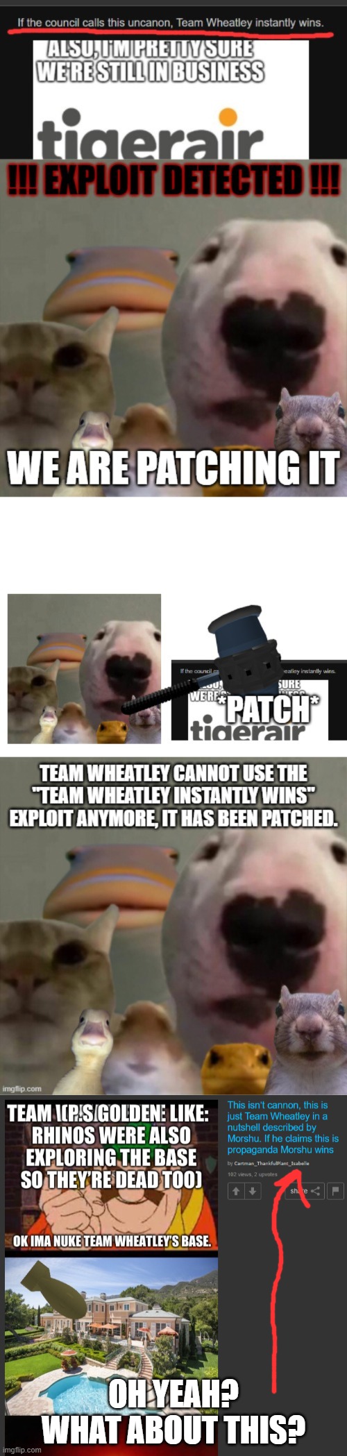 If you're gonna patch that, Team Morshu can't use it either. | OH YEAH? WHAT ABOUT THIS? | made w/ Imgflip meme maker