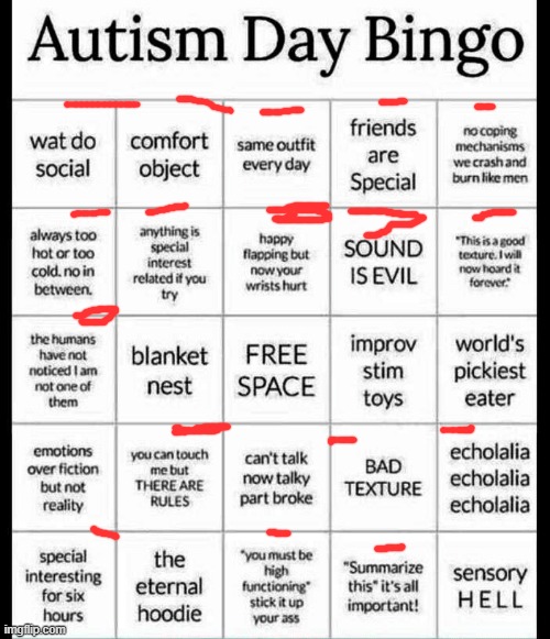 autism bingo | image tagged in autism bingo | made w/ Imgflip meme maker