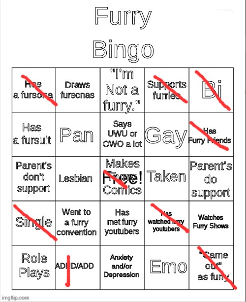 no bingo yet | image tagged in furry bingo | made w/ Imgflip meme maker