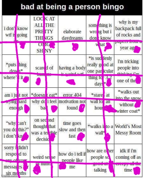 bad at being a person bingo | image tagged in bad at being a person bingo | made w/ Imgflip meme maker