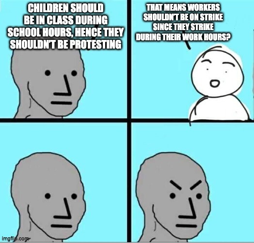 Labor again hypocritical on why they don’t want children to have the right to protest in support of Palestine | image tagged in npc meme,neoliberalism at its finest,labor are centrists,workers,palestine | made w/ Imgflip meme maker