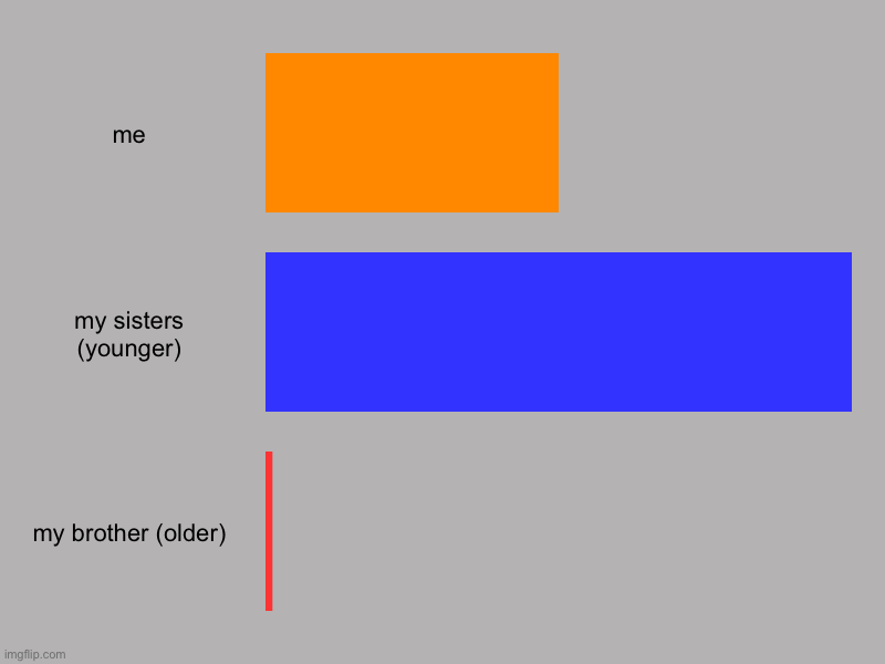 me, my sisters (younger), my brother (older) | image tagged in charts,bar charts | made w/ Imgflip chart maker