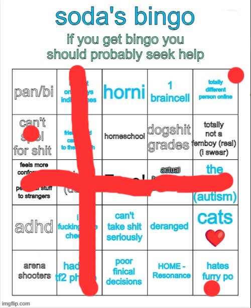 Soda's bingo | image tagged in soda's bingo | made w/ Imgflip meme maker