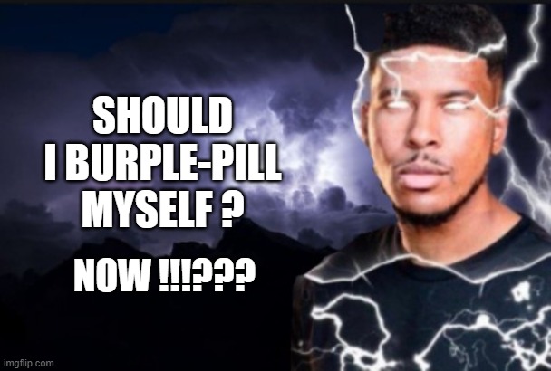You should kill yourself now | SHOULD I BURPLE-PILL MYSELF ? NOW !!!??? | image tagged in you should kill yourself now | made w/ Imgflip meme maker