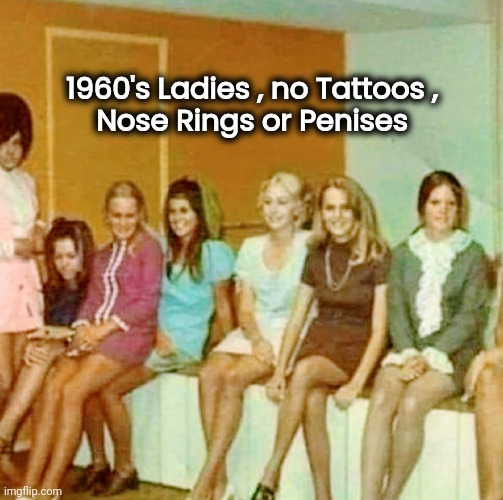 1960's Ladies , no Tattoos , 
Nose Rings or Penises | made w/ Imgflip meme maker