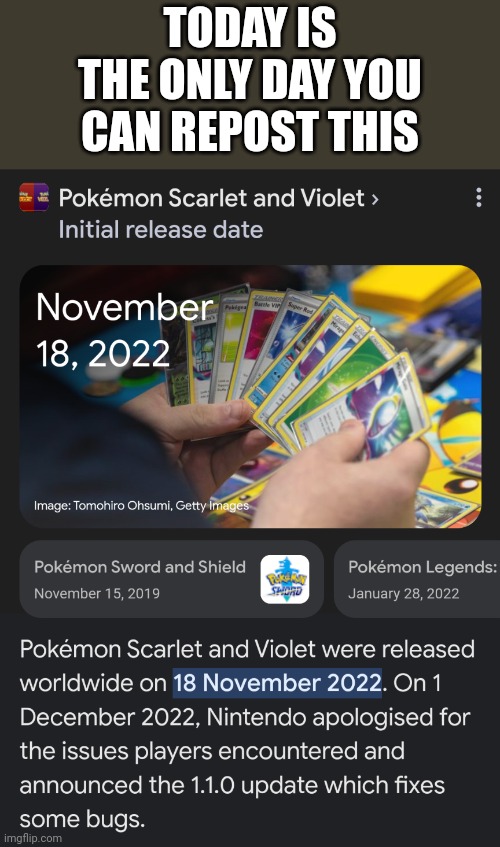 TODAY IS THE ONLY DAY YOU CAN REPOST THIS | made w/ Imgflip meme maker