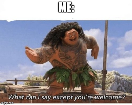 What can I say except you're welcome? | ME: | image tagged in what can i say except you're welcome | made w/ Imgflip meme maker