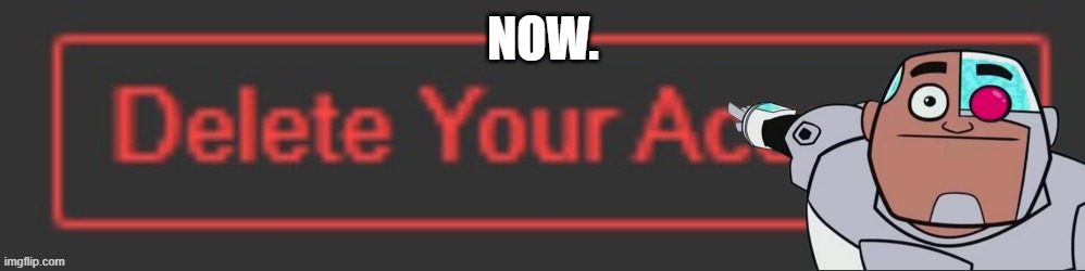 Delete Your Account | NOW. | image tagged in delete your account | made w/ Imgflip meme maker