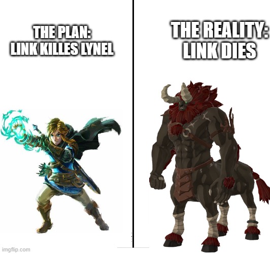 the plan vs the reality | THE REALITY: LINK DIES; THE PLAN: LINK KILLES LYNEL | made w/ Imgflip meme maker