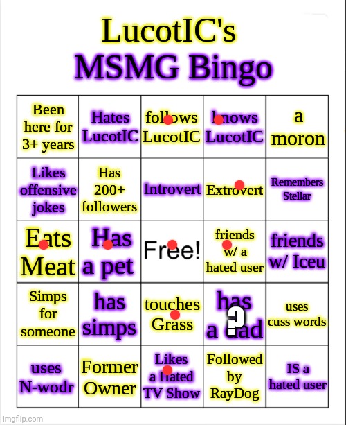 No bingo! | ? | image tagged in lucotic's ms_memer_group bingo | made w/ Imgflip meme maker