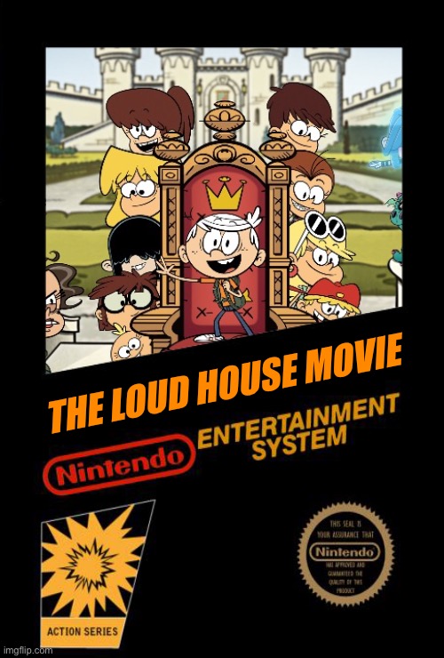 The Loud House Movie NES Box Art | THE LOUD HOUSE MOVIE | image tagged in the loud house,lincoln loud,lori loud,nickelodeon,80s,video games | made w/ Imgflip meme maker