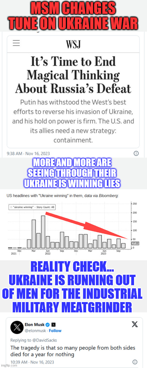 America needs to stop throwing BILLIONS down the drain in Ukraine | MSM CHANGES TUNE ON UKRAINE WAR; MORE AND MORE ARE SEEING THROUGH THEIR UKRAINE IS WINNING LIES; REALITY CHECK... UKRAINE IS RUNNING OUT OF MEN FOR THE INDUSTRIAL MILITARY MEATGRINDER | image tagged in mainstream media,liars,ukraine,losing,waste of money | made w/ Imgflip meme maker