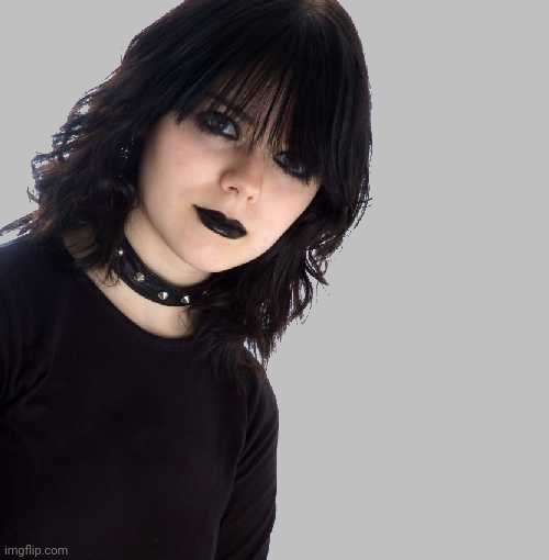 goth girl 500x510 mid gray background | image tagged in goth girl 500x510 mid gray background | made w/ Imgflip meme maker