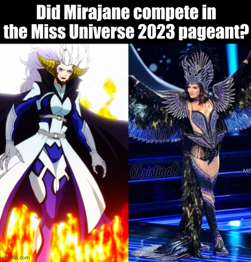 Mirajane Strauss Miss Universe | Did Mirajane compete in the Miss Universe 2023 pageant? | image tagged in mirajane strauss,fairy tail,fairy tail meme,fairy tail memes,miss universe,pageant | made w/ Imgflip meme maker