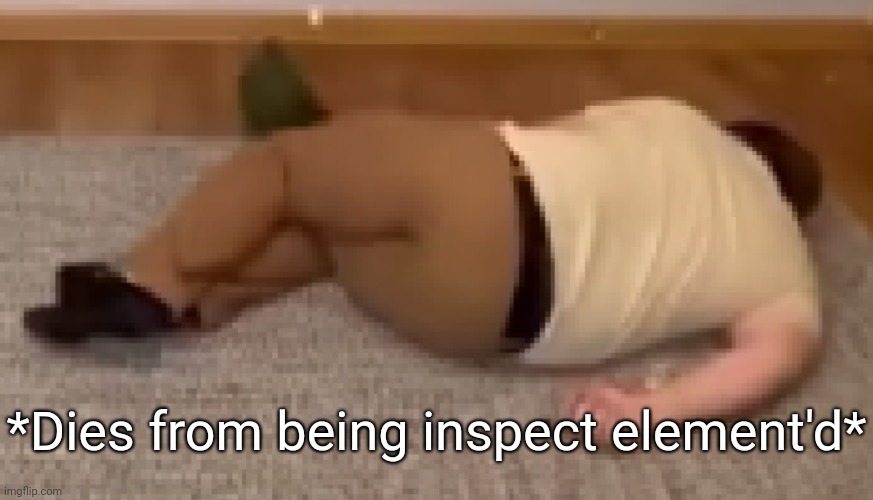 Dead | *Dies from being inspect element'd* | image tagged in dead | made w/ Imgflip meme maker