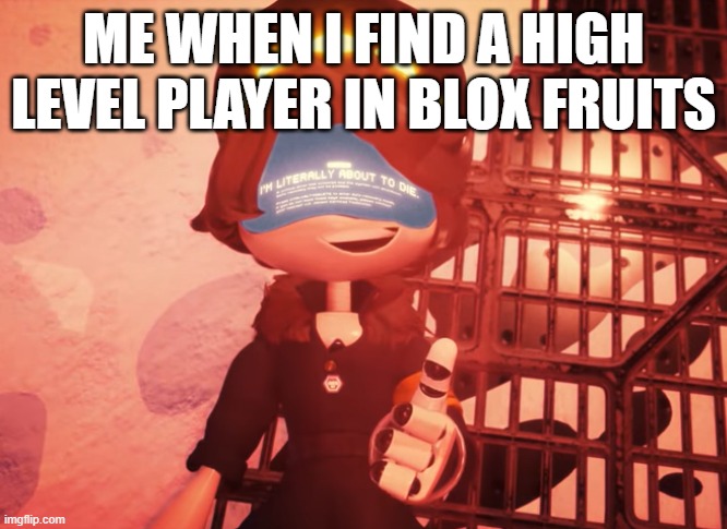 Literally Me In Blox Fruits | ME WHEN I FIND A HIGH LEVEL PLAYER IN BLOX FRUITS | image tagged in i am literally about to die | made w/ Imgflip meme maker