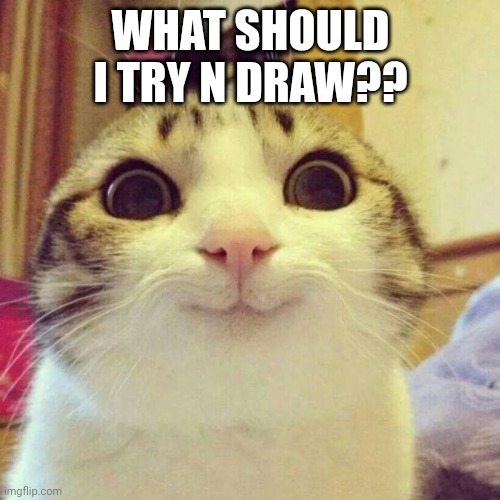 Smiling Cat Meme | WHAT SHOULD I TRY N DRAW?? | image tagged in memes,smiling cat | made w/ Imgflip meme maker