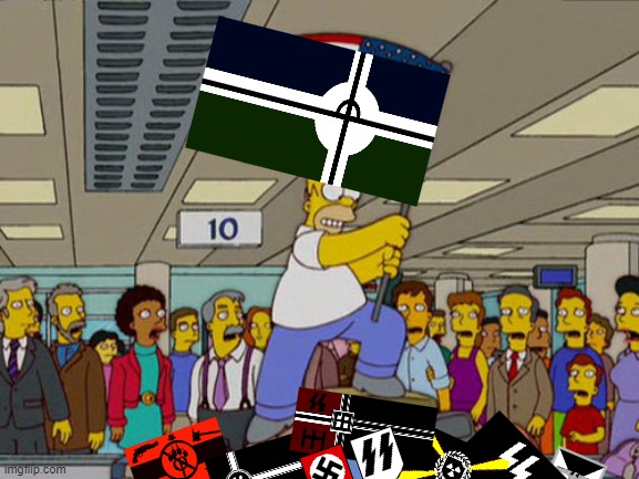 Eroican Victory Be Like : | image tagged in homer simpson usa flag,pro-fandom,victory,war | made w/ Imgflip meme maker