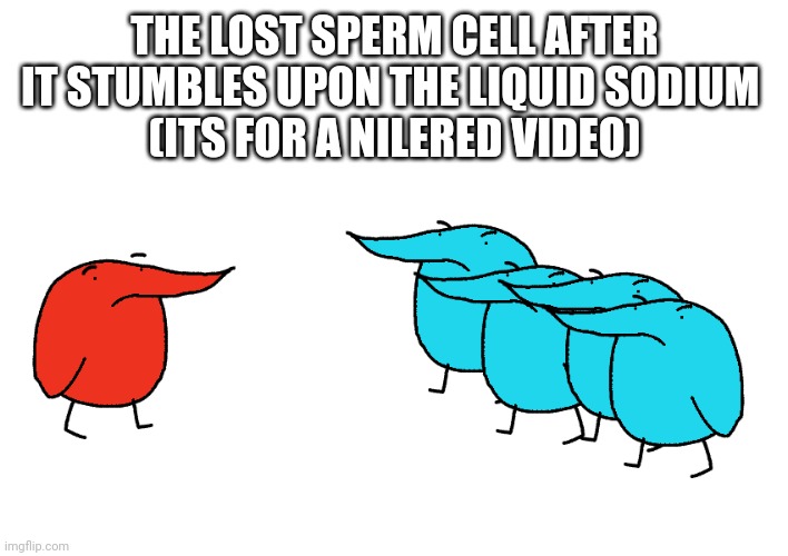 THE LOST SPERM CELL AFTER IT STUMBLES UPON THE LIQUID SODIUM 
(ITS FOR A NILERED VIDEO) | made w/ Imgflip meme maker
