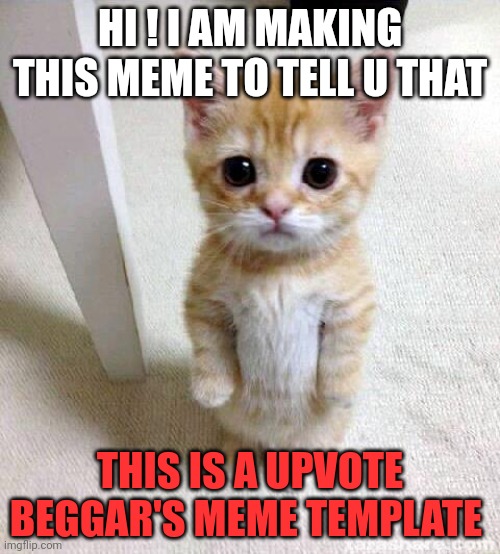Beware!!! | HI ! I AM MAKING THIS MEME TO TELL U THAT; THIS IS A UPVOTE BEGGAR'S MEME TEMPLATE | image tagged in memes,cute cat | made w/ Imgflip meme maker