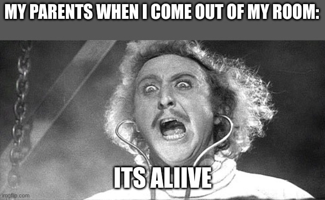 It's alive! | MY PARENTS WHEN I COME OUT OF MY ROOM: ITS ALIIVE | image tagged in it's alive | made w/ Imgflip meme maker