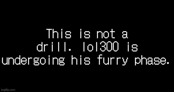 incoming transmission text template | This is not a drill. lol300 is undergoing his furry phase. | image tagged in incoming transmission text template | made w/ Imgflip meme maker