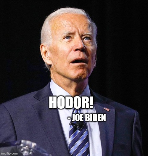 At least Hodor never crapped on the Pope. | HODOR! - JOE BIDEN | image tagged in joe biden,hodor,game of thrones,politics,funny memes,stupid liberals | made w/ Imgflip meme maker