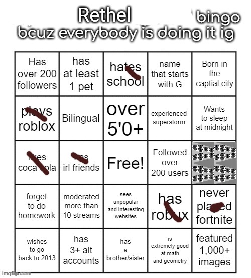 no bingo fr | Rethel | image tagged in sqrt-1bingo | made w/ Imgflip meme maker