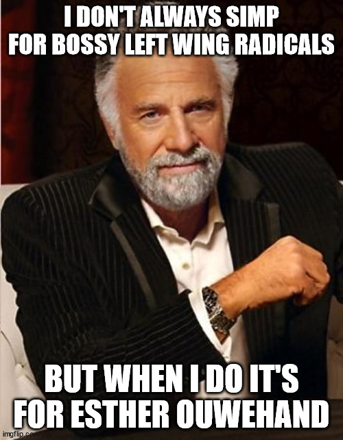 i don't always | I DON'T ALWAYS SIMP FOR BOSSY LEFT WING RADICALS; BUT WHEN I DO IT'S FOR ESTHER OUWEHAND | image tagged in i don't always | made w/ Imgflip meme maker