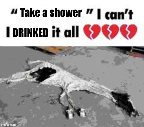 I can't I X it all | Take a shower; DRINKED | image tagged in i can't i x it all | made w/ Imgflip meme maker