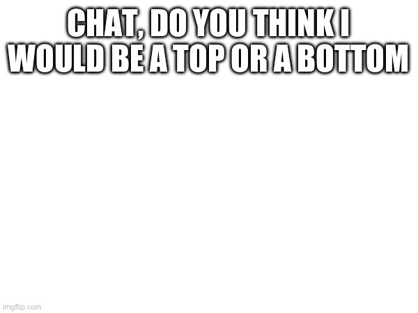 CHAT, DO YOU THINK I WOULD BE A TOP OR A BOTTOM | made w/ Imgflip meme maker