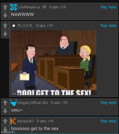 4 kinds of people: "OH HELL GNAW", "GET TO THE SEX (in images), "UwU", and "GET TO THE SEX (in text)" | made w/ Imgflip meme maker