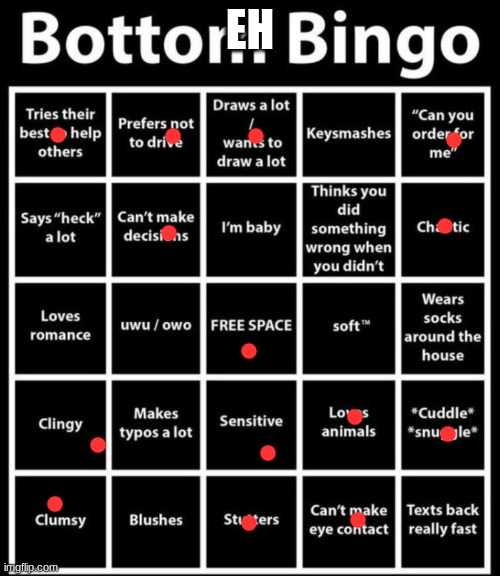 hullo | EH | image tagged in bottom bingo | made w/ Imgflip meme maker