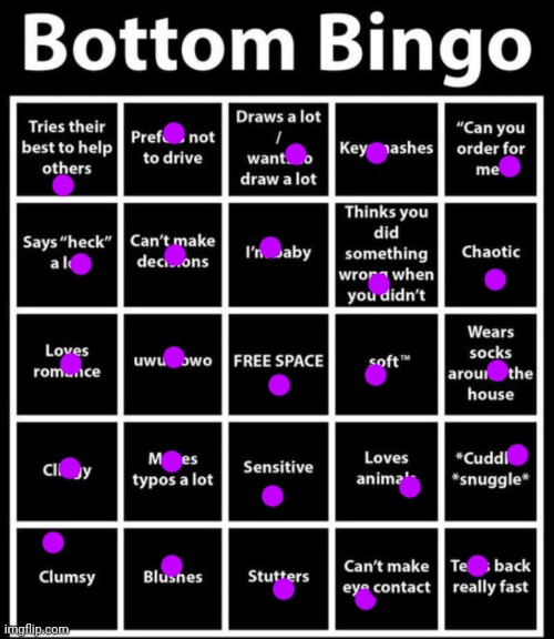 Got that bottom energy goin on | image tagged in bottom bingo | made w/ Imgflip meme maker