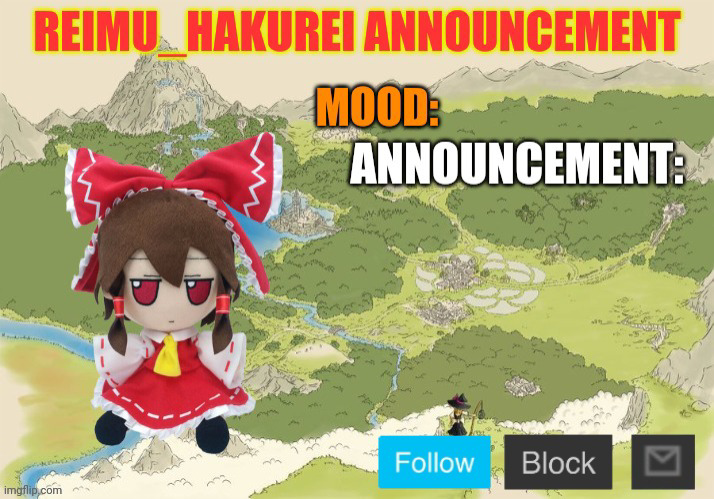 High Quality Reimu_Hakurei Announcement 2.0 Blank Meme Template