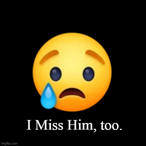 Black Plain Template | I Miss Him, too. | image tagged in black plain template | made w/ Imgflip meme maker