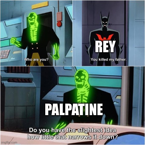 Do You Have the Slightest Idea How Little That Narrows It Down? | REY; PALPATINE | image tagged in do you have the slightest idea how little that narrows it down,emperor palpatine,rey | made w/ Imgflip meme maker