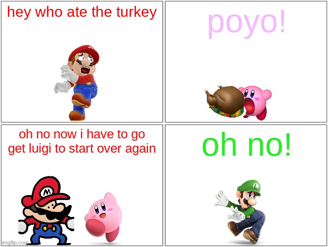 kirby eats the whole turkey Blank Meme Template