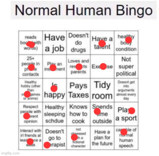 Yippee | image tagged in normal human bingo | made w/ Imgflip meme maker